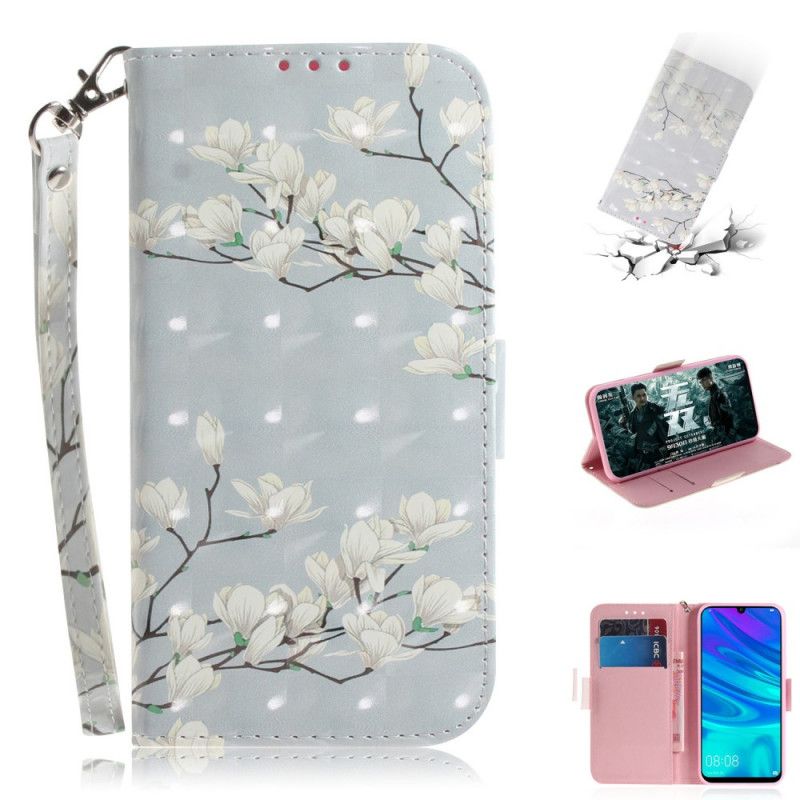 Flip Cover Huawei P Smart 2019 Mobilcover Blomstrende Træ Med Rem