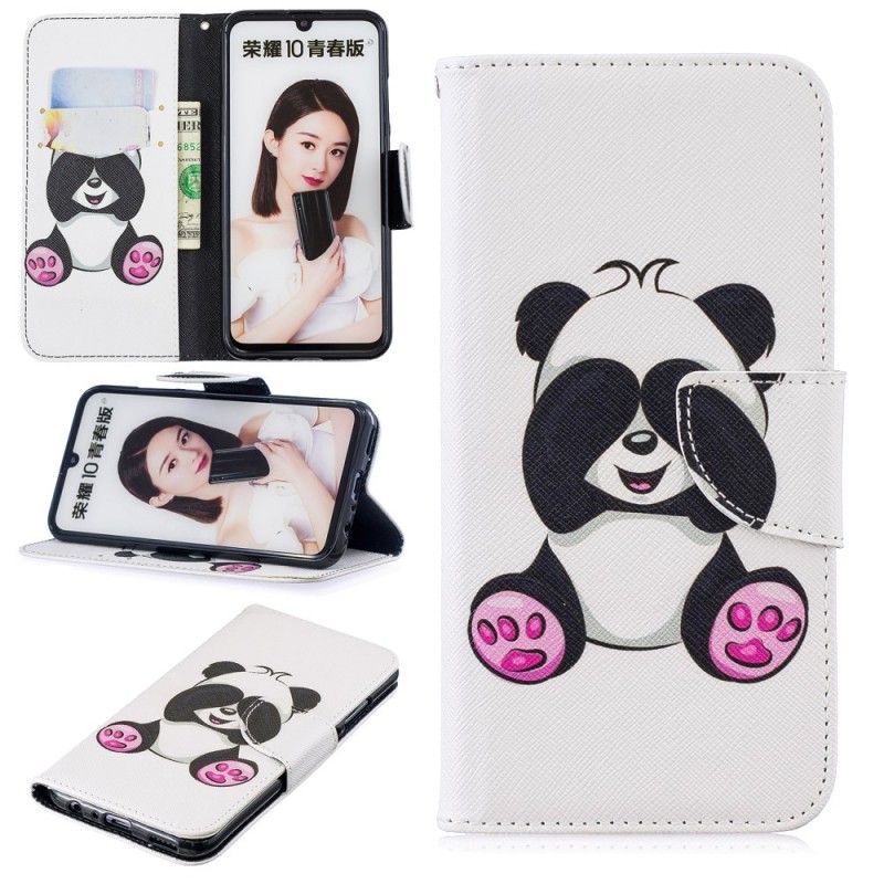 Flip Cover Læder for Huawei P Smart 2019 Sjov Panda