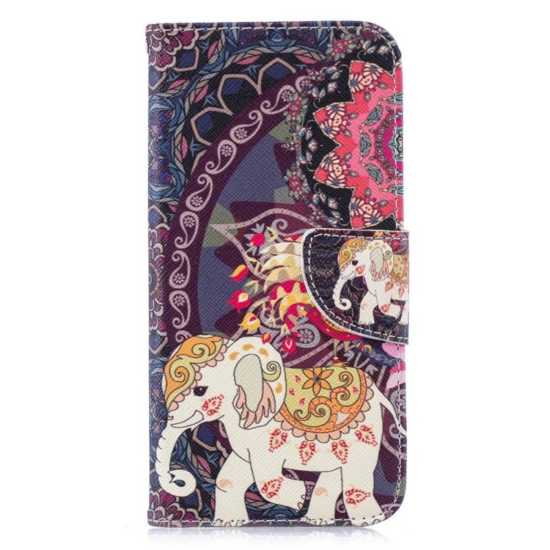 Flip Cover Læder Huawei P Smart 2019 Etnisk Elefantmandala Original