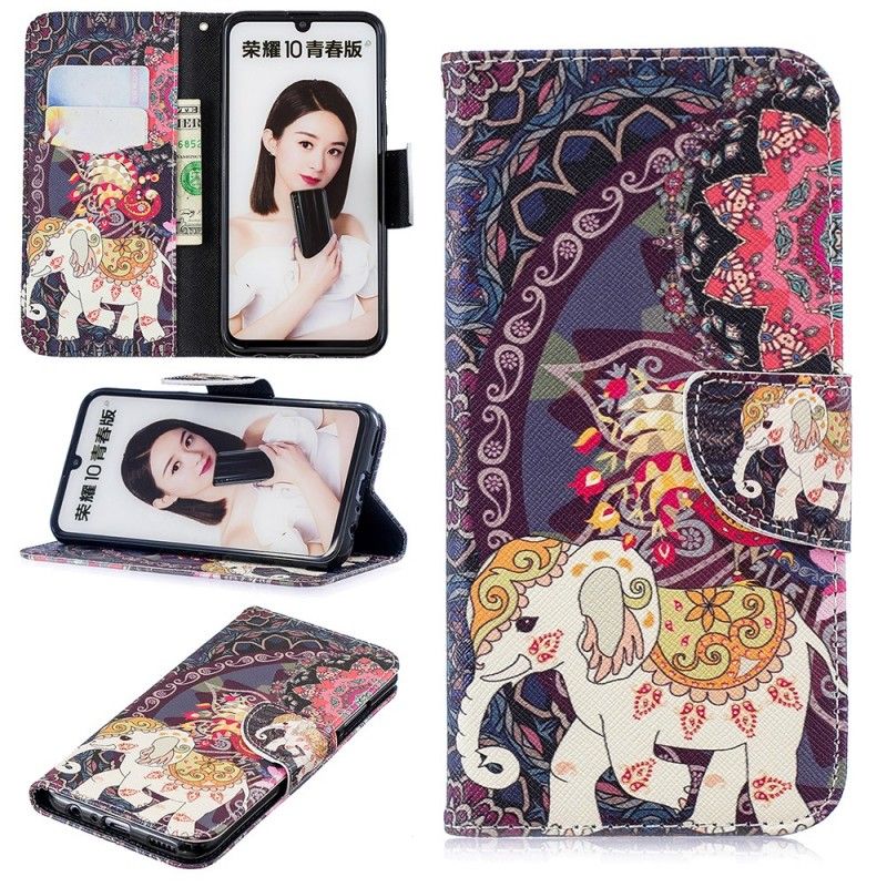 Flip Cover Læder Huawei P Smart 2019 Etnisk Elefantmandala Original