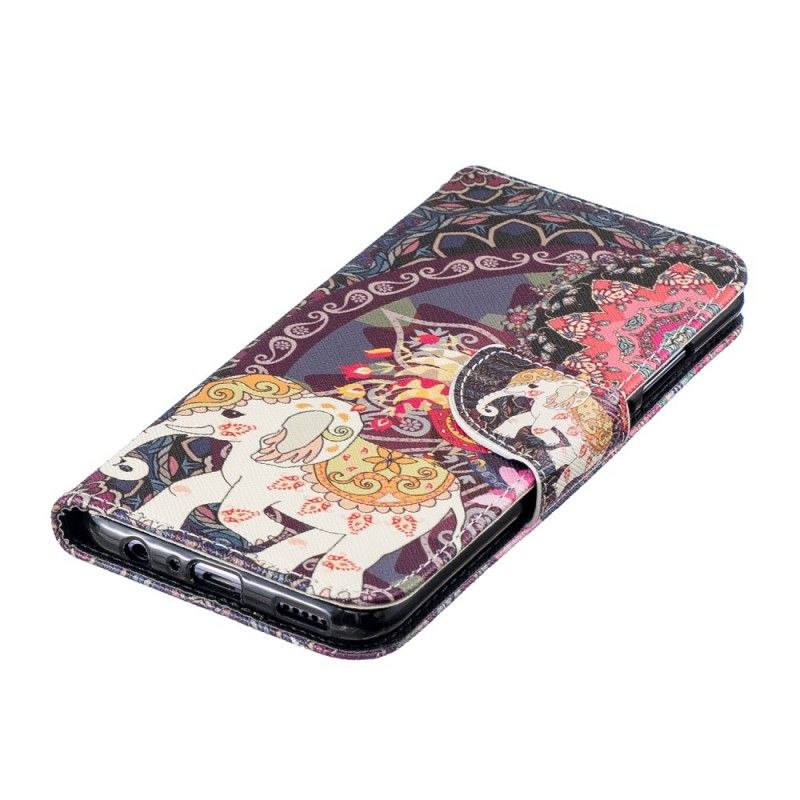 Flip Cover Læder Huawei P Smart 2019 Etnisk Elefantmandala Original