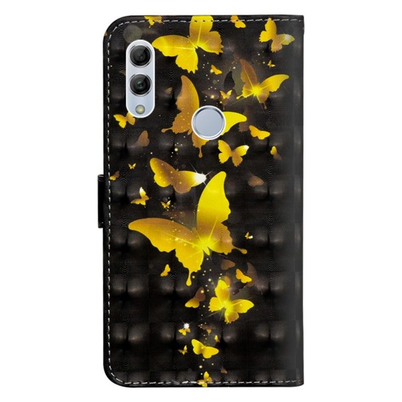 Flip Cover Læder Huawei P Smart 2019 Gule Sommerfugle