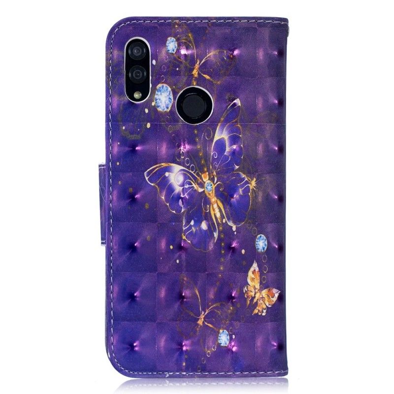 Flip Cover Læder Huawei P Smart 2019 Hvid Konger Sommerfugle