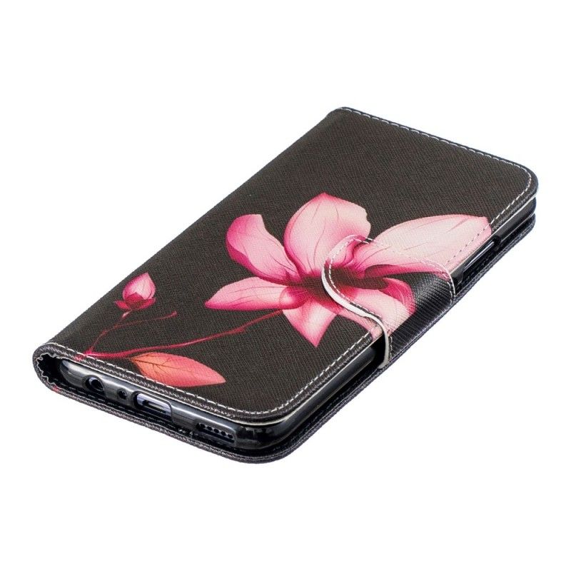 Flip Cover Læder Huawei P Smart 2019 Lyserød Blomst Beskyttelse