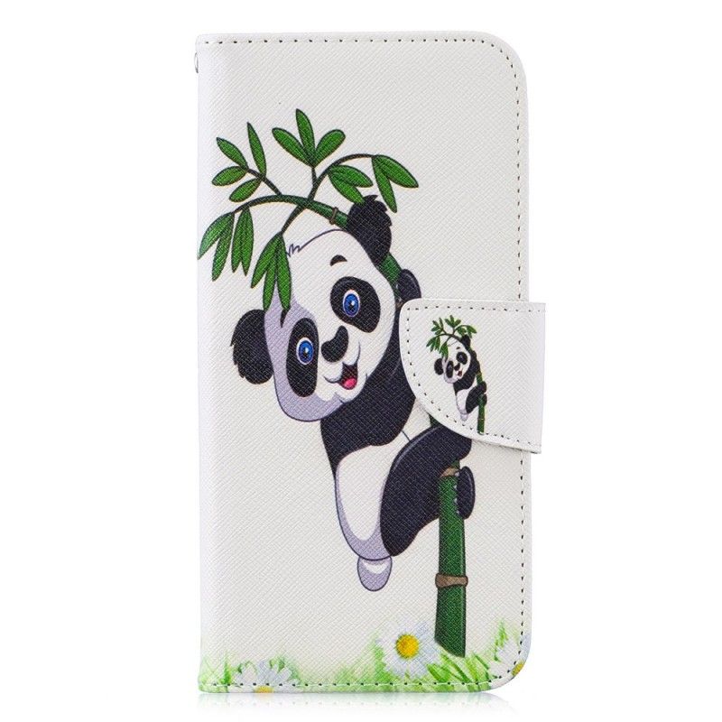 Flip Cover Læder Huawei P Smart 2019 Panda På Bambus Original