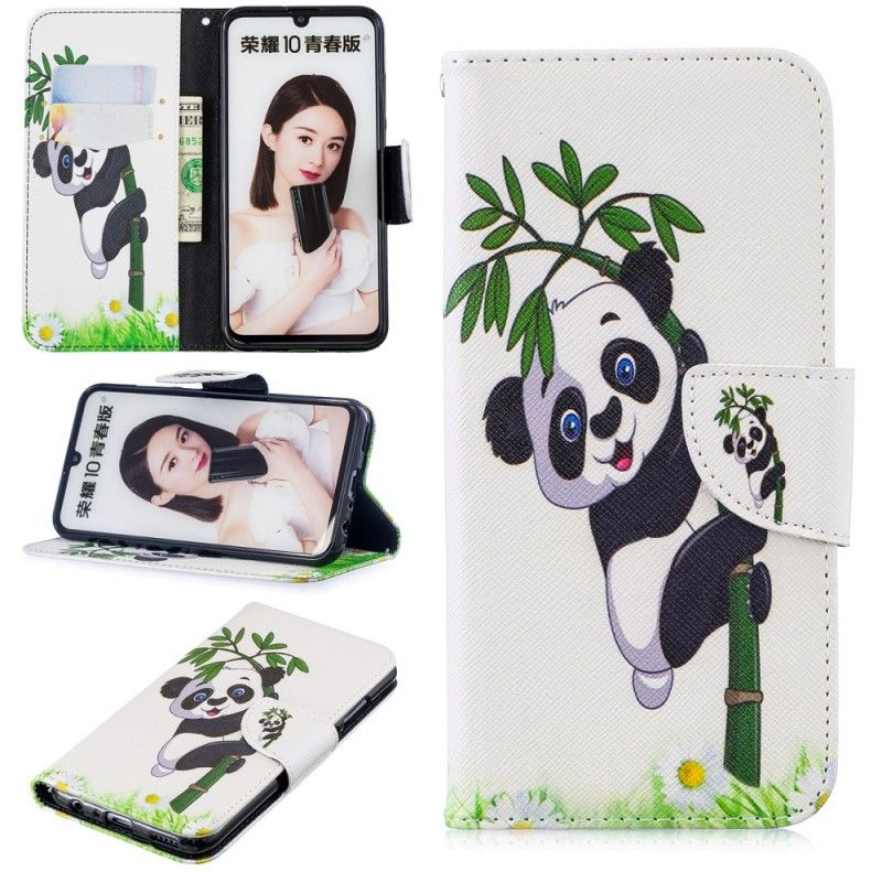 Flip Cover Læder Huawei P Smart 2019 Panda På Bambus Original