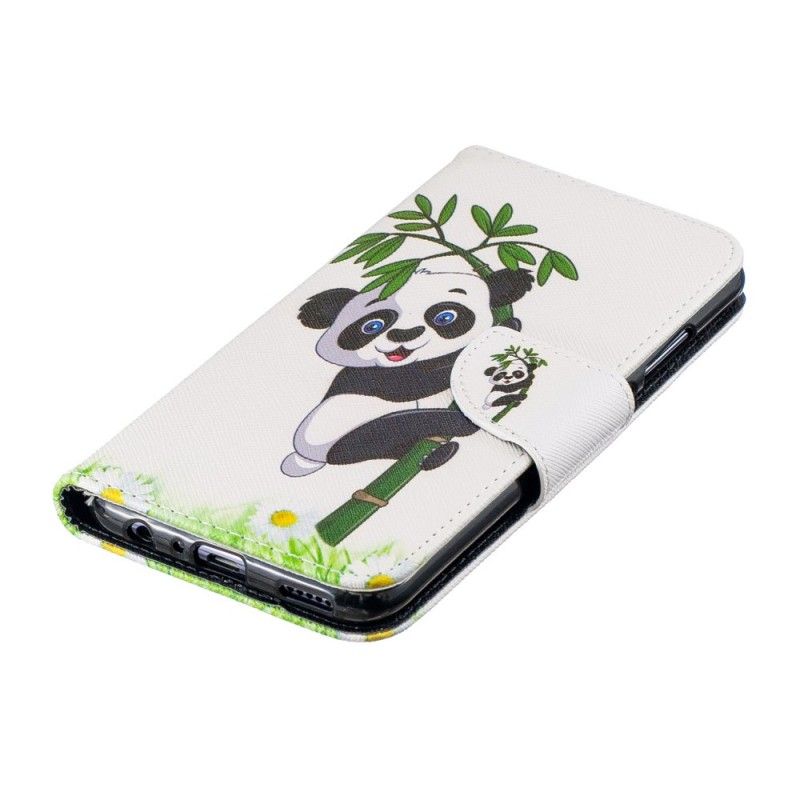 Flip Cover Læder Huawei P Smart 2019 Panda På Bambus Original