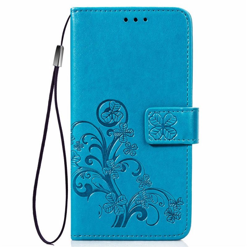 Flip Cover Læder Huawei P Smart 2019 Sort Sommerfugle Og Blomster