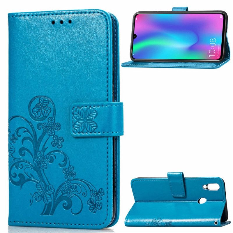 Flip Cover Læder Huawei P Smart 2019 Sort Sommerfugle Og Blomster