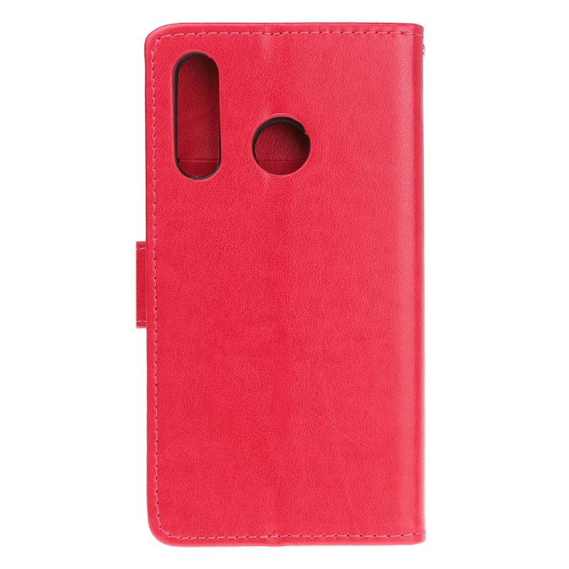 Flip Cover Læder Huawei P Smart 2019 Sort Sommerfugle Og Tanga Blomster