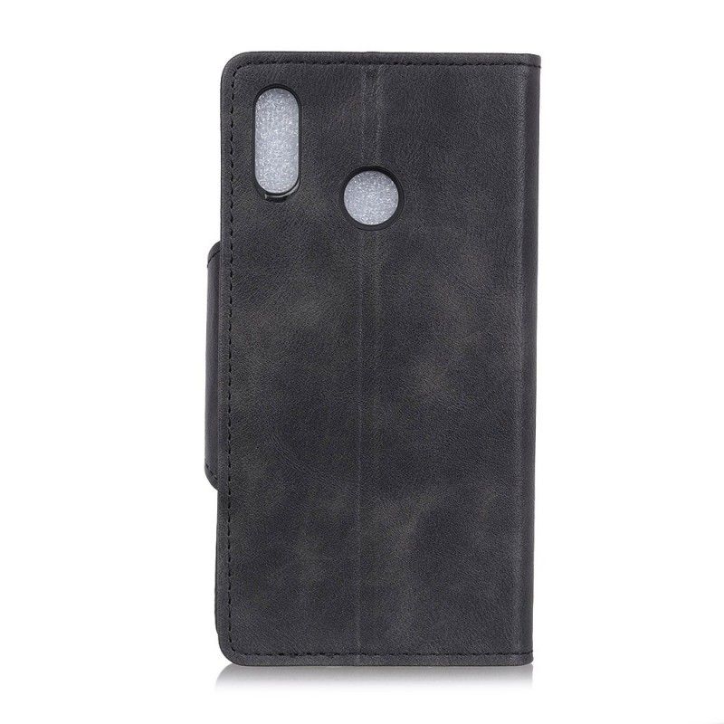 Flip Cover Læder Huawei P Smart 2019 Sort Vintage Kunstlæder Knap