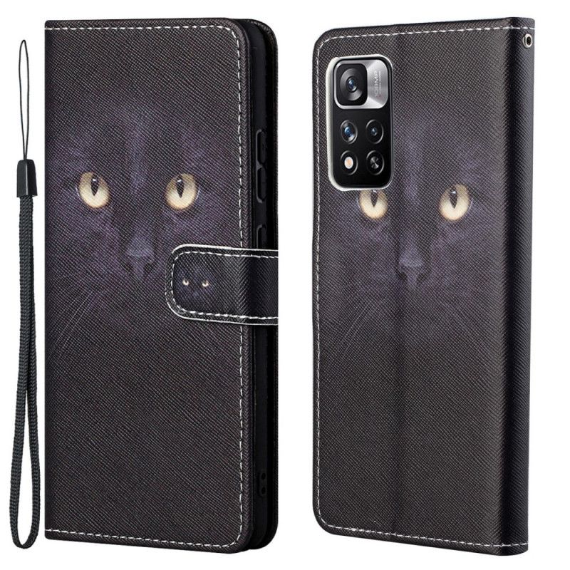 Flip Cover Til Xiaomi Redmi Note 11 Pro / Note 11 Pro Plus Black Strappy Cat Eyes