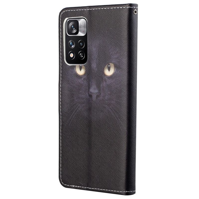 Flip Cover Til Xiaomi Redmi Note 11 Pro / Note 11 Pro Plus Black Strappy Cat Eyes