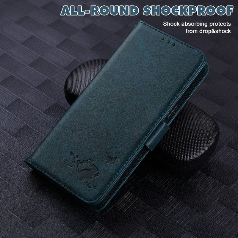 Flip Cover Til Xiaomi Redmi Note 11 Pro / Note 11 Pro Plus Kat Og Sommerfugle