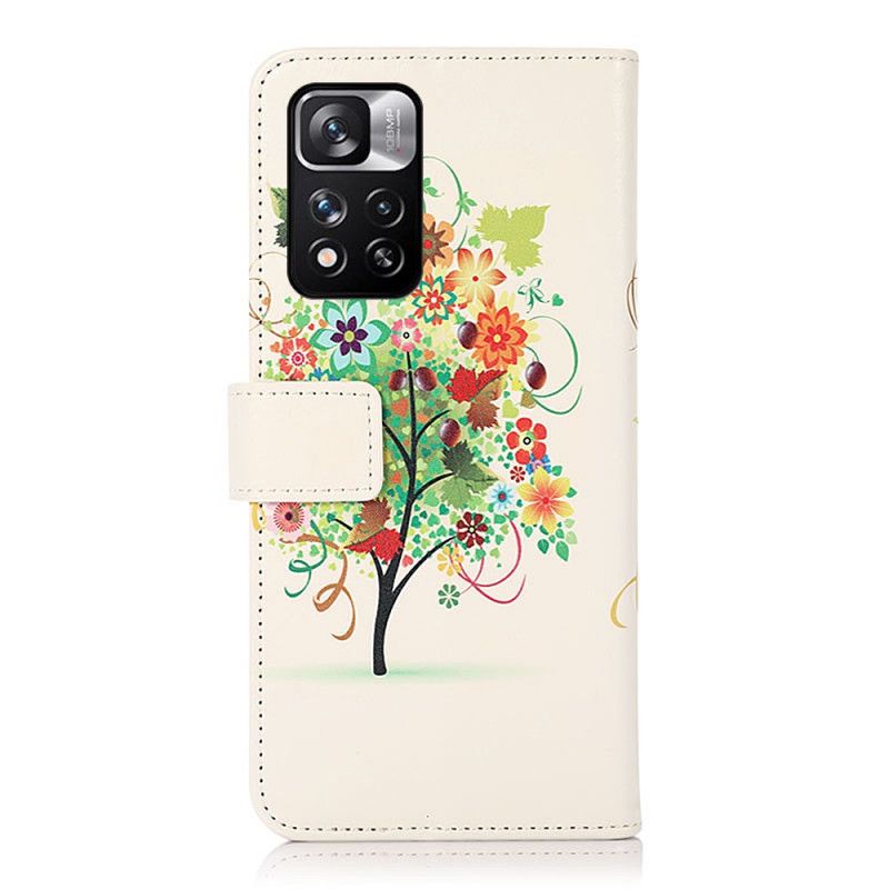 Flip Cover Xiaomi Redmi Note 11 Pro / Note 11 Pro Plus Blomstrende Træ