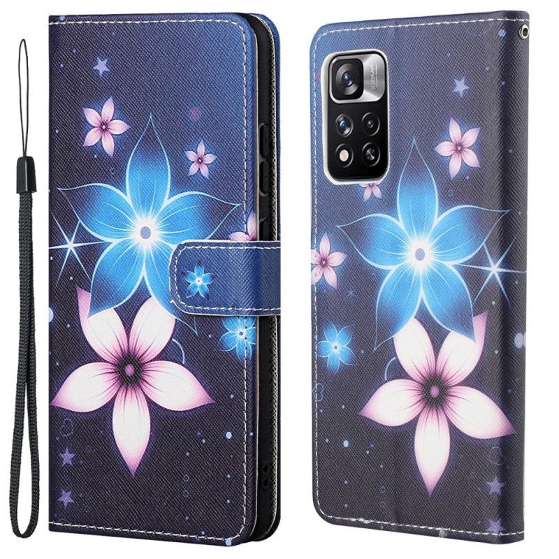 Flip Cover Xiaomi Redmi Note 11 Pro / Note 11 Pro Plus Måneblomster Med Rem