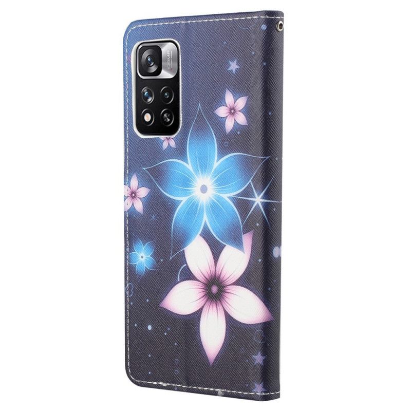 Flip Cover Xiaomi Redmi Note 11 Pro / Note 11 Pro Plus Måneblomster Med Rem