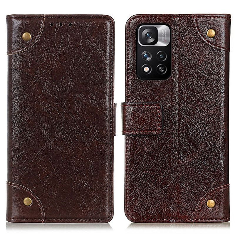 Flip Cover Xiaomi Redmi Note 11 Pro / Note 11 Pro Plus Style Nappa Læder Vintage Nitter