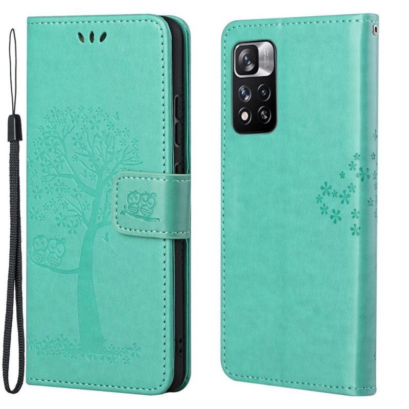 Flip Cover Xiaomi Redmi Note 11 Pro / Note 11 Pro Plus Træ Og Strappy Ugler