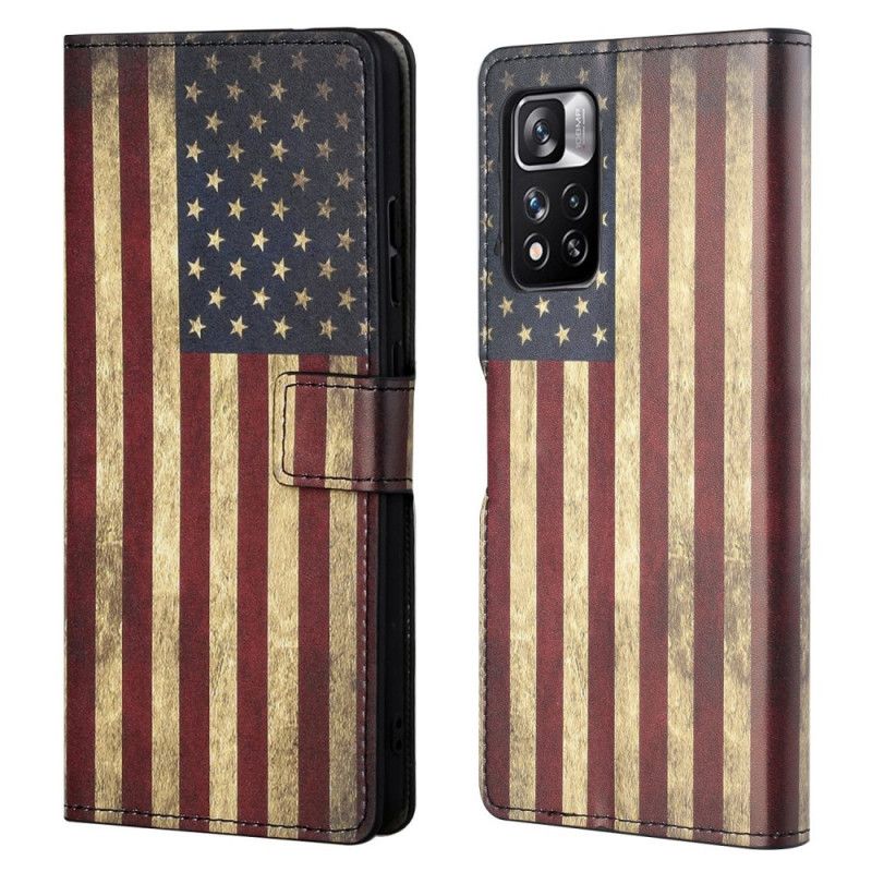 Læder Cover Xiaomi Redmi Note 11 Pro / Note 11 Pro Plus Amerikansk Flag