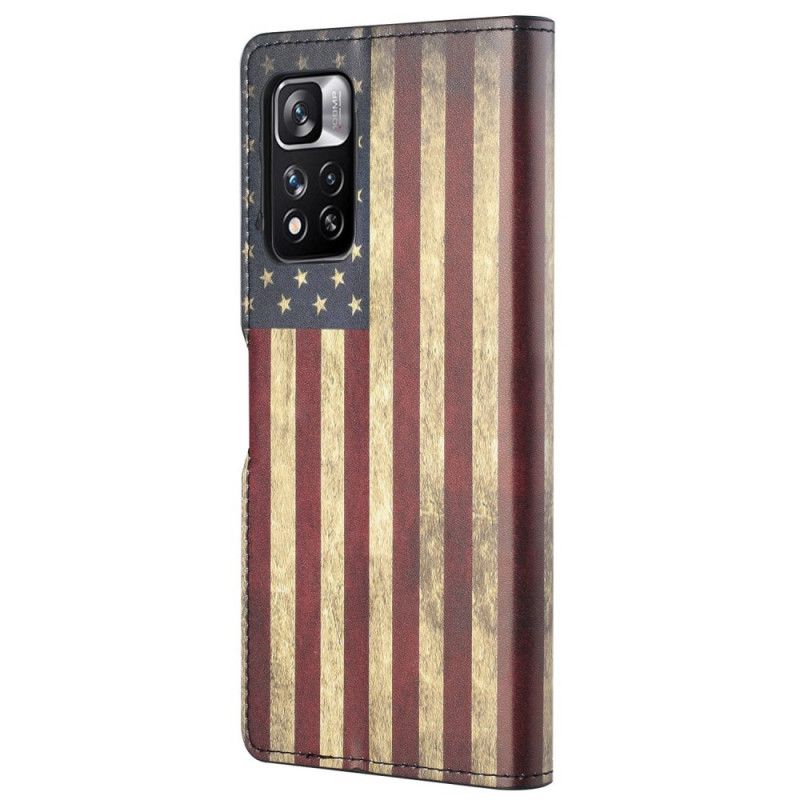 Læder Cover Xiaomi Redmi Note 11 Pro / Note 11 Pro Plus Amerikansk Flag