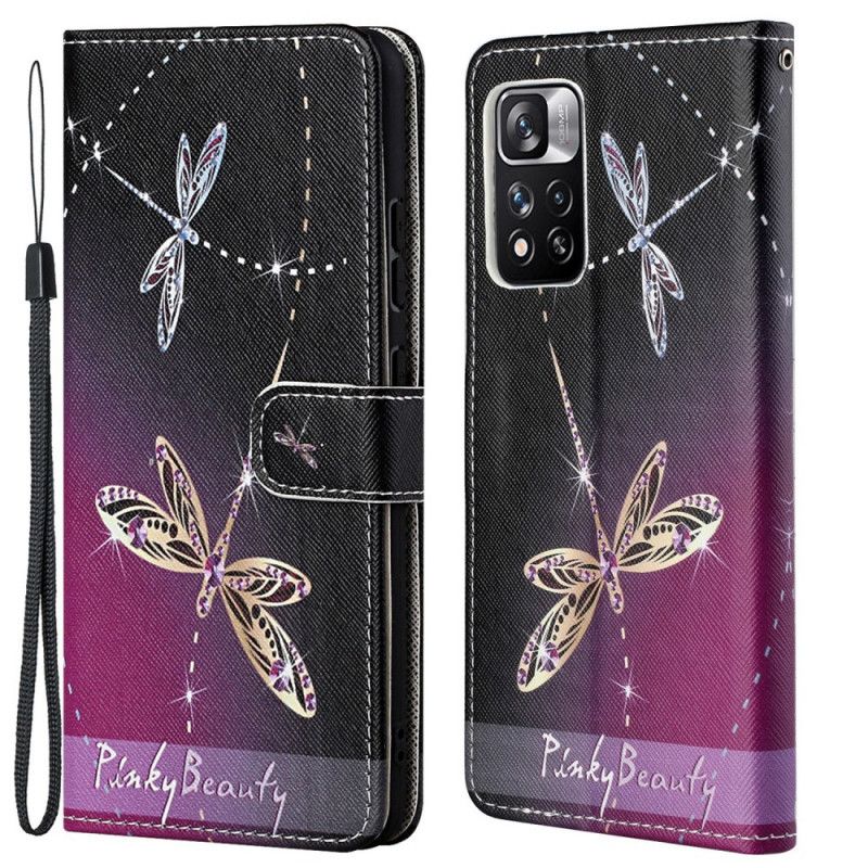 Læder Cover Xiaomi Redmi Note 11 Pro / Note 11 Pro Plus Strappy Dragonflies