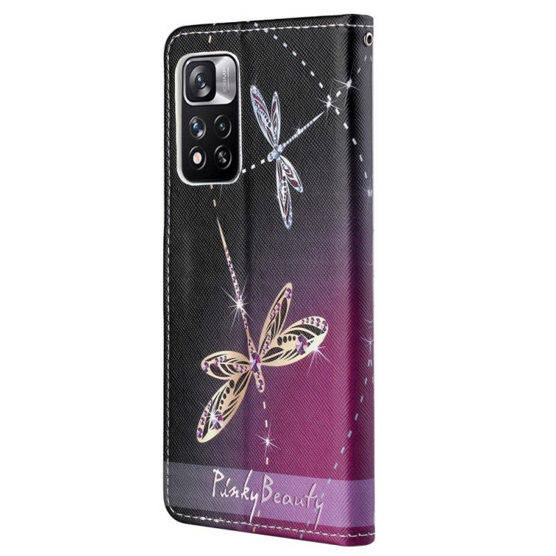 Læder Cover Xiaomi Redmi Note 11 Pro / Note 11 Pro Plus Strappy Dragonflies