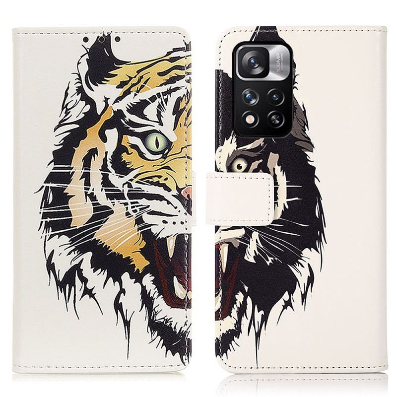 Læder Cover Xiaomi Redmi Note 11 Pro / Note 11 Pro Plus Telefon Etui Fierce Tiger