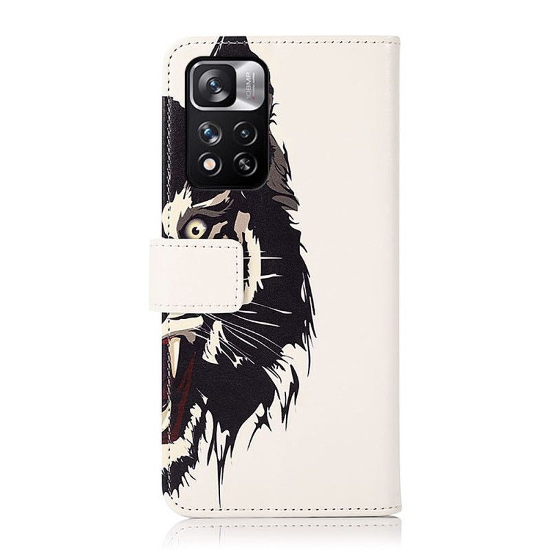 Læder Cover Xiaomi Redmi Note 11 Pro / Note 11 Pro Plus Telefon Etui Fierce Tiger