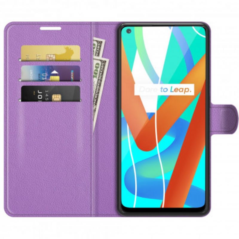 Flip Cover Realme 8 5g Klassisk Litchi-effekt