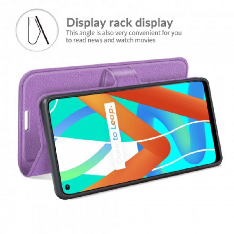 Flip Cover Realme 8 5g Klassisk Litchi-effekt