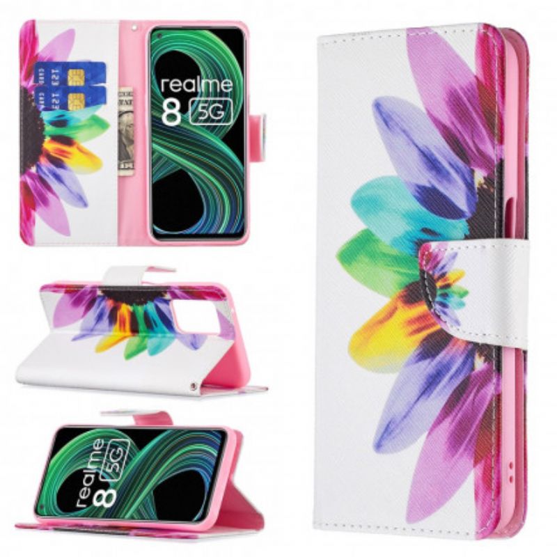 Flip Cover Til Realme 8 5g Blomsterakvarel