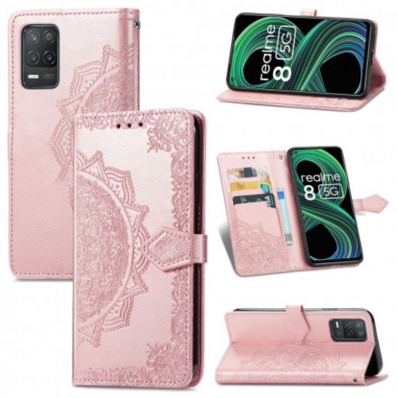 Læder Cover Realme 8 5g Telefon Etui Mandala Middelalder