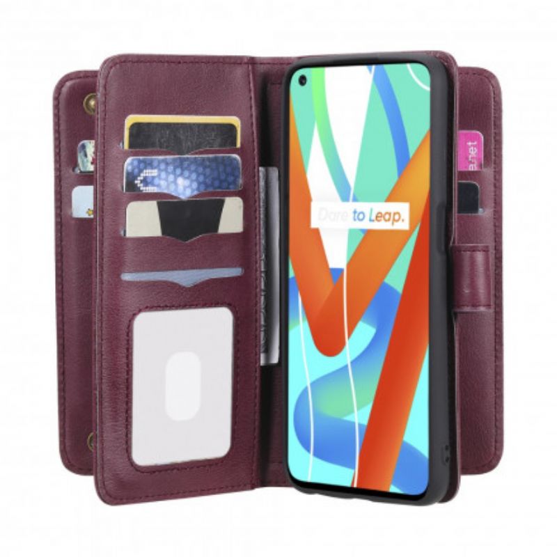 Læder Cover Realme 8 5g Telefon Etui Multi-funktion 10 Kortholder