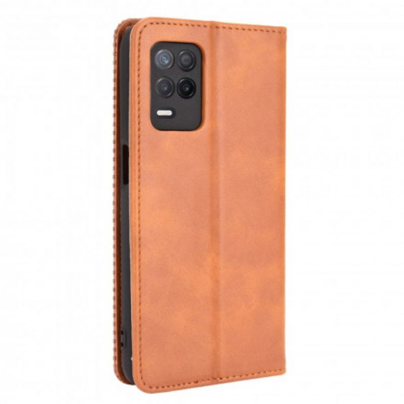 Læder Cover Realme 8 5g Telefon Etui Stiliseret Vintage Lædereffekt