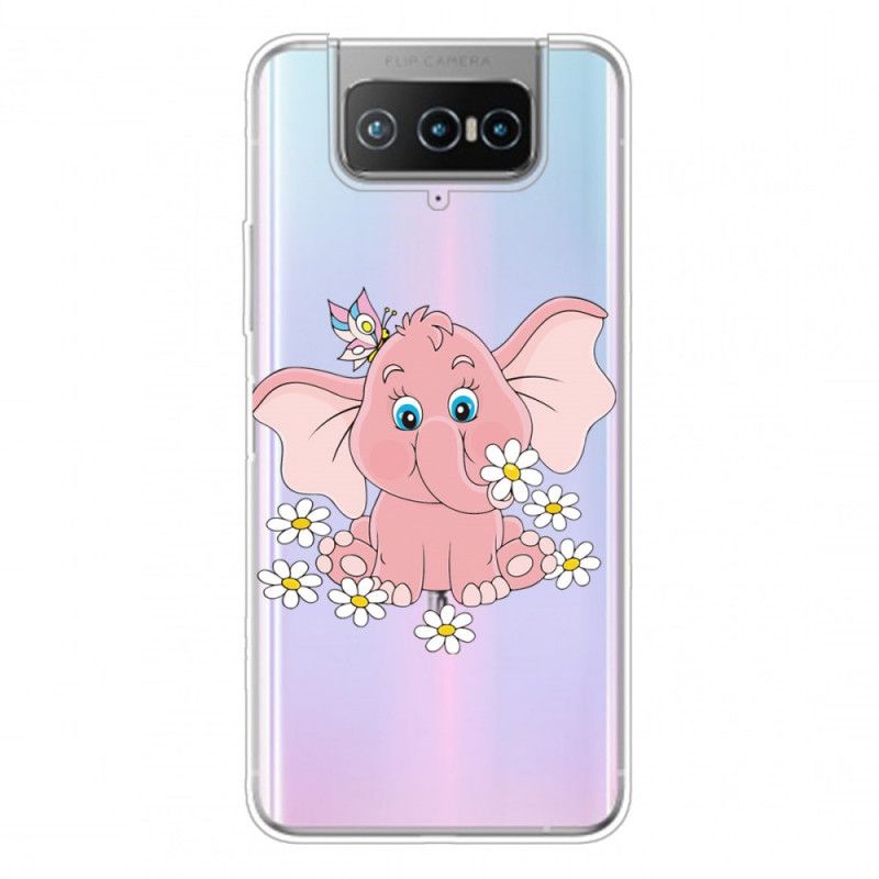 Cover Asus Zenfone 7 / 7 Pro Gennemsigtig Lyserød Elefant