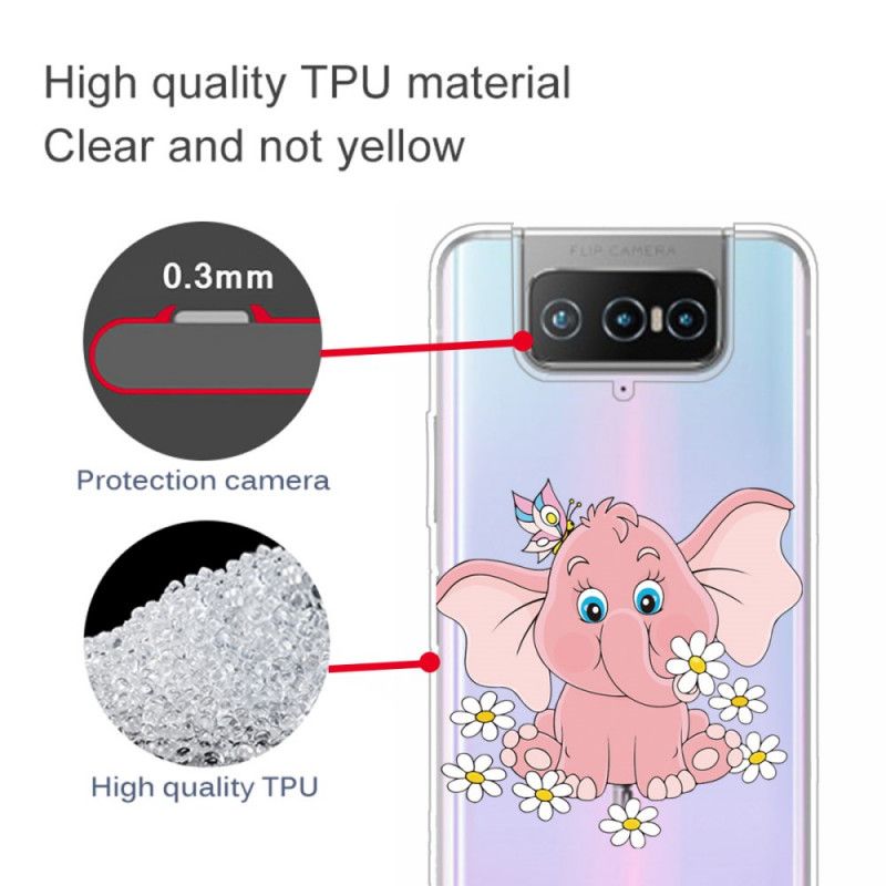 Cover Asus Zenfone 7 / 7 Pro Gennemsigtig Lyserød Elefant