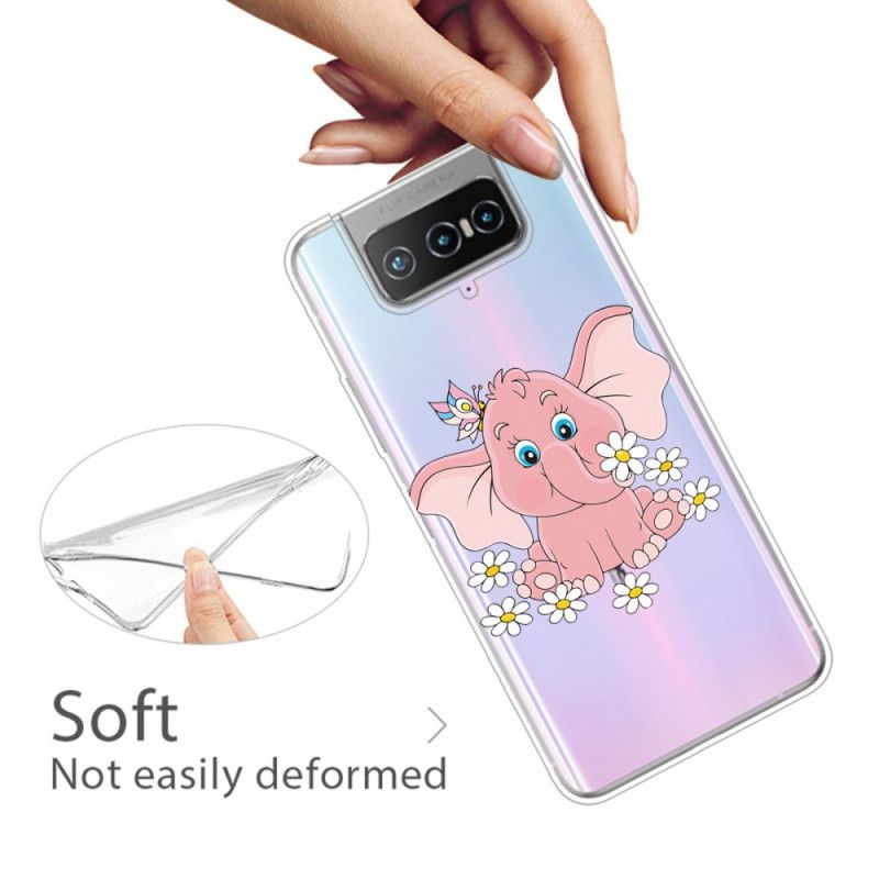 Cover Asus Zenfone 7 / 7 Pro Gennemsigtig Lyserød Elefant