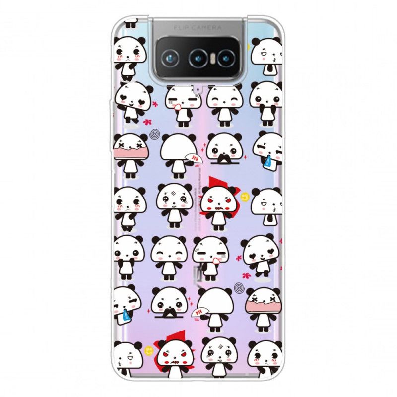 Cover Asus Zenfone 7 / 7 Pro Gennemsigtige Sjove Pandaer