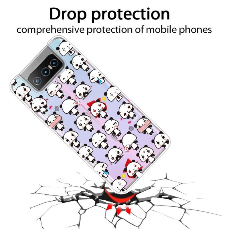 Cover Asus Zenfone 7 / 7 Pro Gennemsigtige Sjove Pandaer