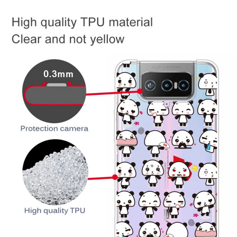 Cover Asus Zenfone 7 / 7 Pro Gennemsigtige Sjove Pandaer