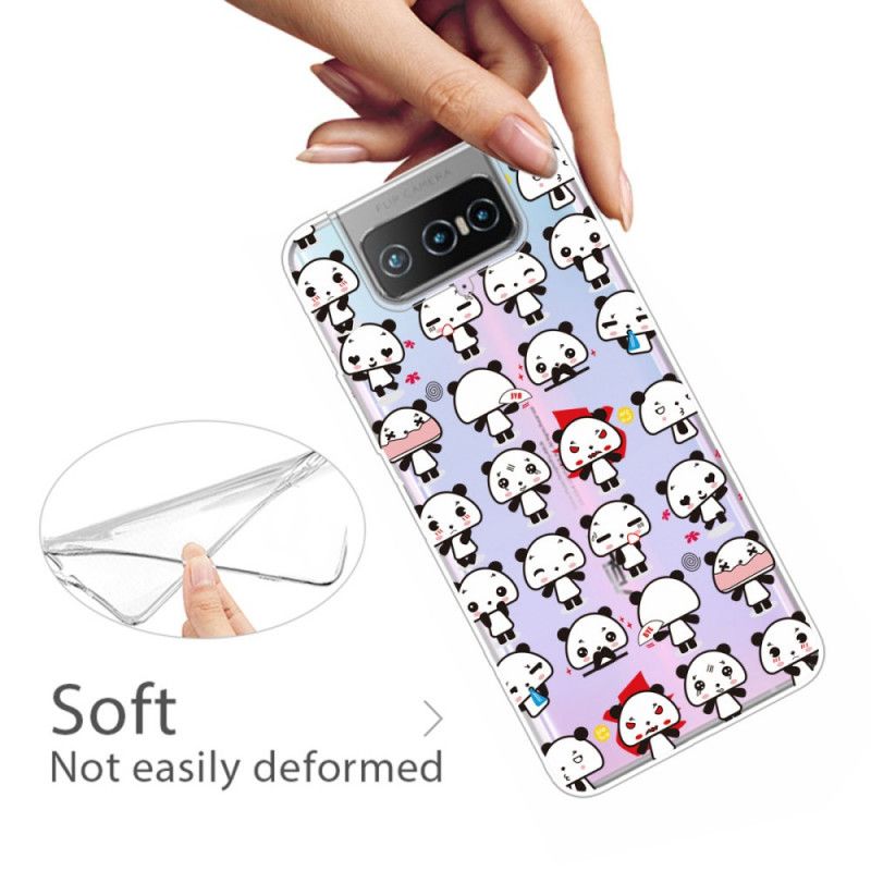 Cover Asus Zenfone 7 / 7 Pro Gennemsigtige Sjove Pandaer