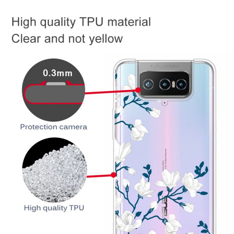 Cover Asus Zenfone 7 / 7 Pro Hvide Blomster Beskyttelse