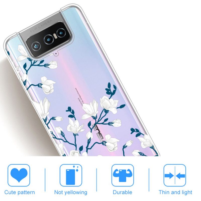 Cover Asus Zenfone 7 / 7 Pro Hvide Blomster Beskyttelse