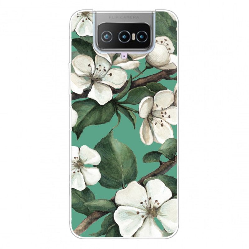 Cover Asus Zenfone 7 / 7 Pro Malede Hvide Blomster