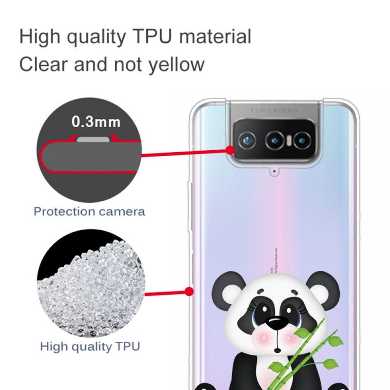 Cover Asus Zenfone 7 / 7 Pro Mobilcover Gennemsigtig Trist Panda