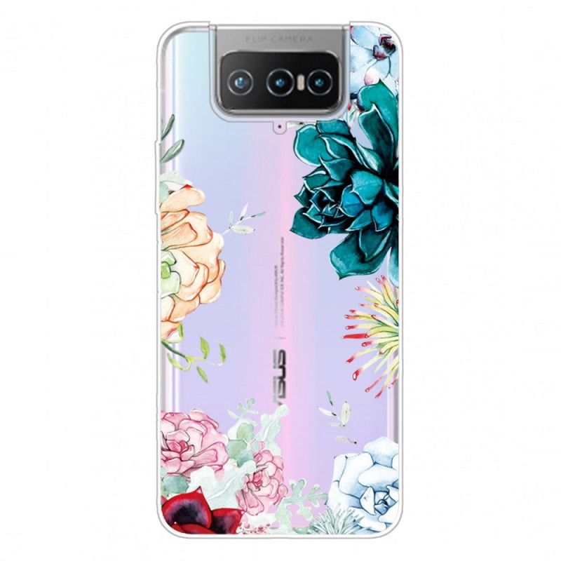 Cover Asus Zenfone 7 / 7 Pro Mobilcover Gennemsigtige Akvarelblomster