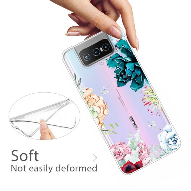 Cover Asus Zenfone 7 / 7 Pro Mobilcover Gennemsigtige Akvarelblomster