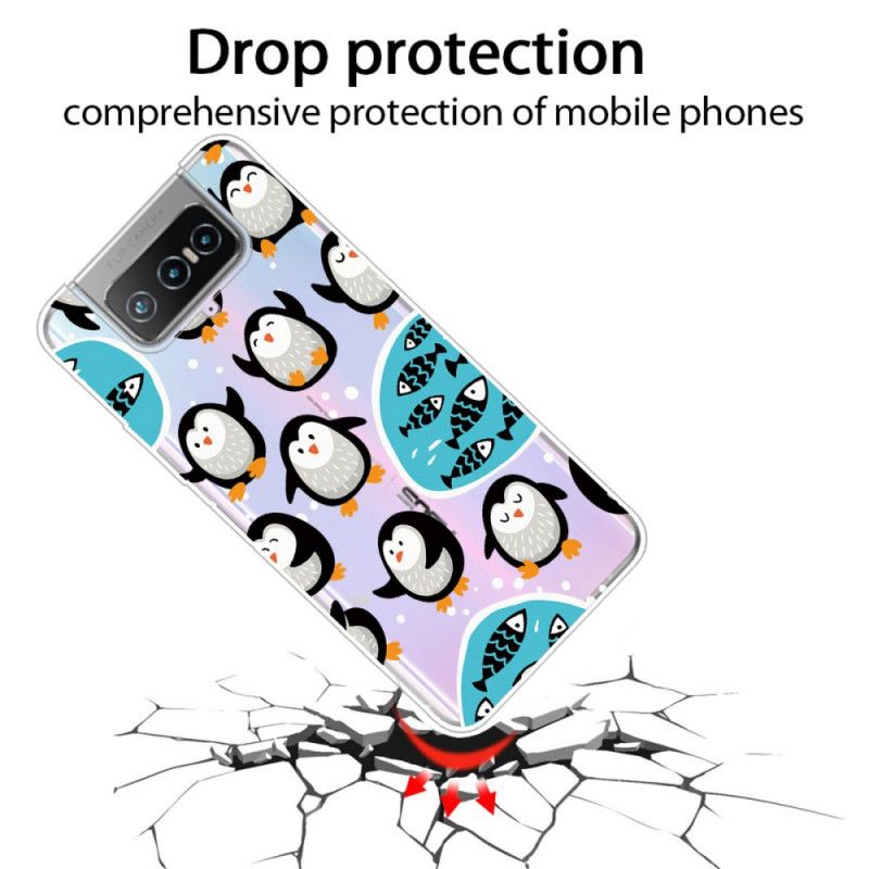 Cover Asus Zenfone 7 / 7 Pro Mobilcover Pingviner Og Fisk