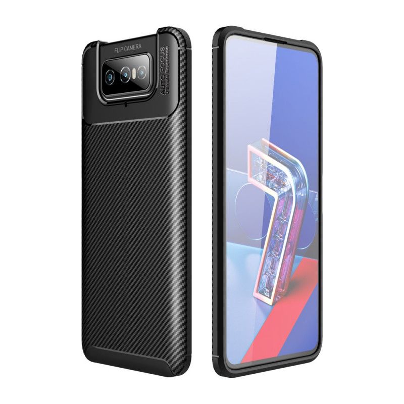 Cover Asus Zenfone 7 / 7 Pro Sort Fleksibel Kulfiber